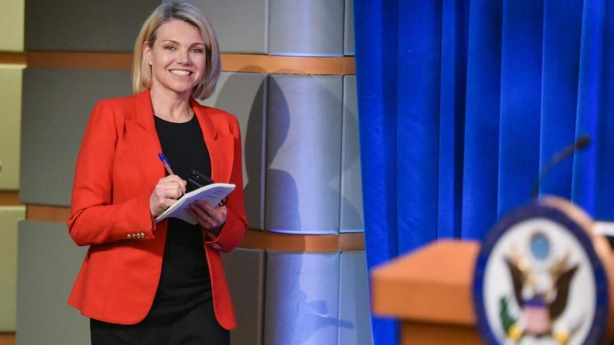 En esta foto de archivo tomada el 29 de mayo de 2018, la portavoz del Departamento de Estado de los EEUU, Heather Nauert, llega para la publicación del Informe Anual 2017 sobre Libertad Religiosa Internacional en el Departamento de Estado, en Washington, DC.