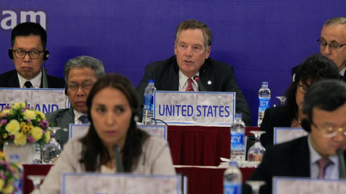 El representante de Comercio Exterior de EEUU, Robert Lighthizer, en una conferencia de prensa en Hanoi, en mayo.