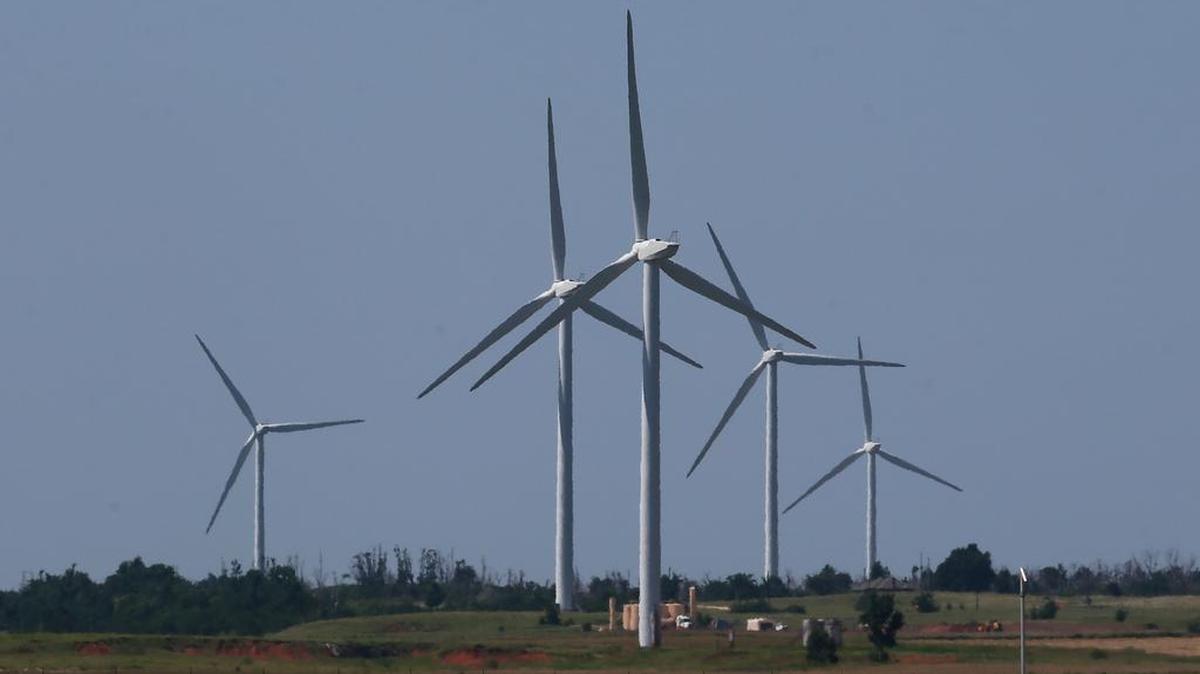 Turbinas eólicas cerca de El Reno, Oklahoma.