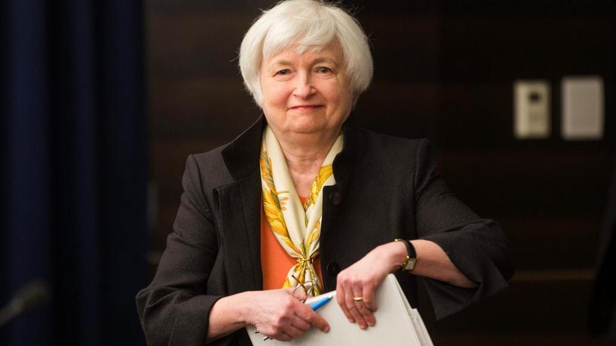 La presidenta de la Reserva Federal de EEUU (Fed), Janet Yellen, ofrece una rueda de prensa en Washington, Estados Unidos, el miércoles.