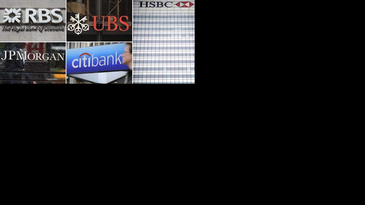 <cutline_leadin>Los bancos</cutline_leadin> sancionados son los británicos HSBC y RBS, los estadounidenses Citibank, JP Morgan Chase y Bank of America y el suizo UBS.