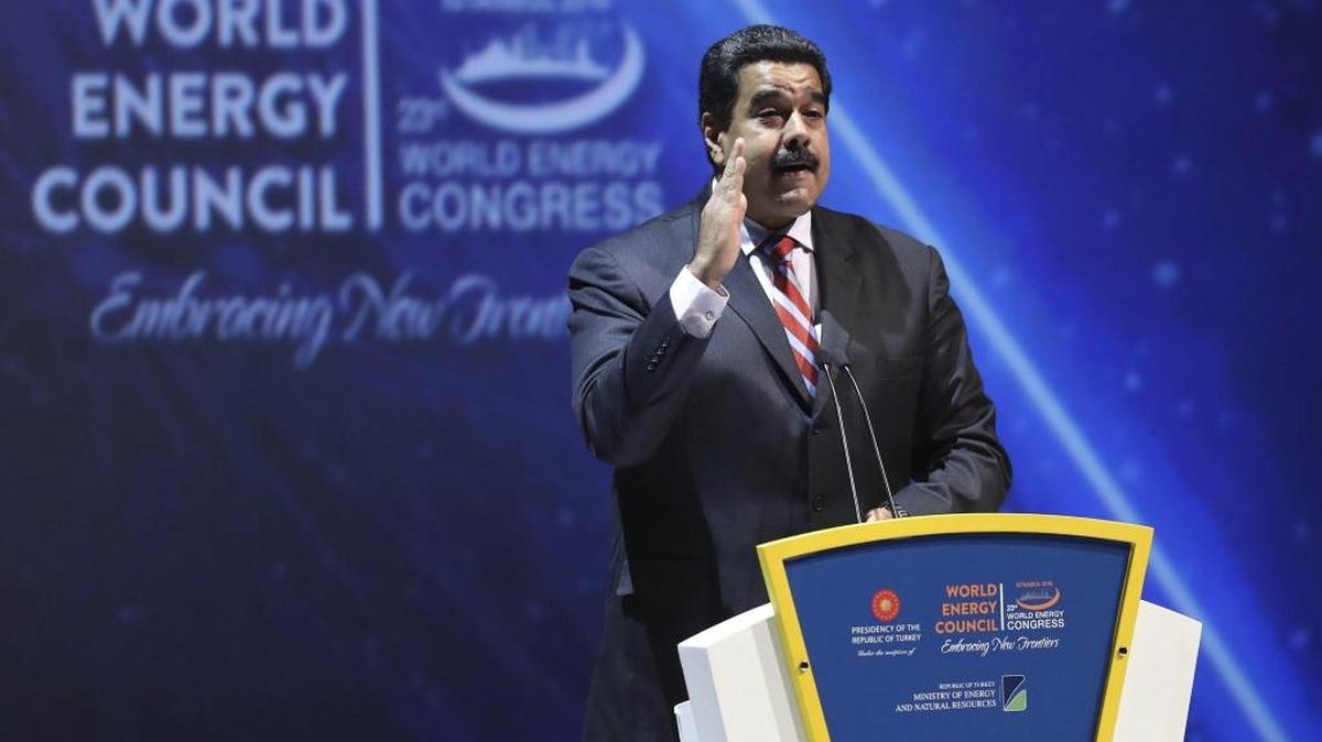 El presidente de Venezuela, Nicolás Maduro, ofrece un discurso el lunes a 23 edición del Congreso Mundial de la Energía en Estambul.