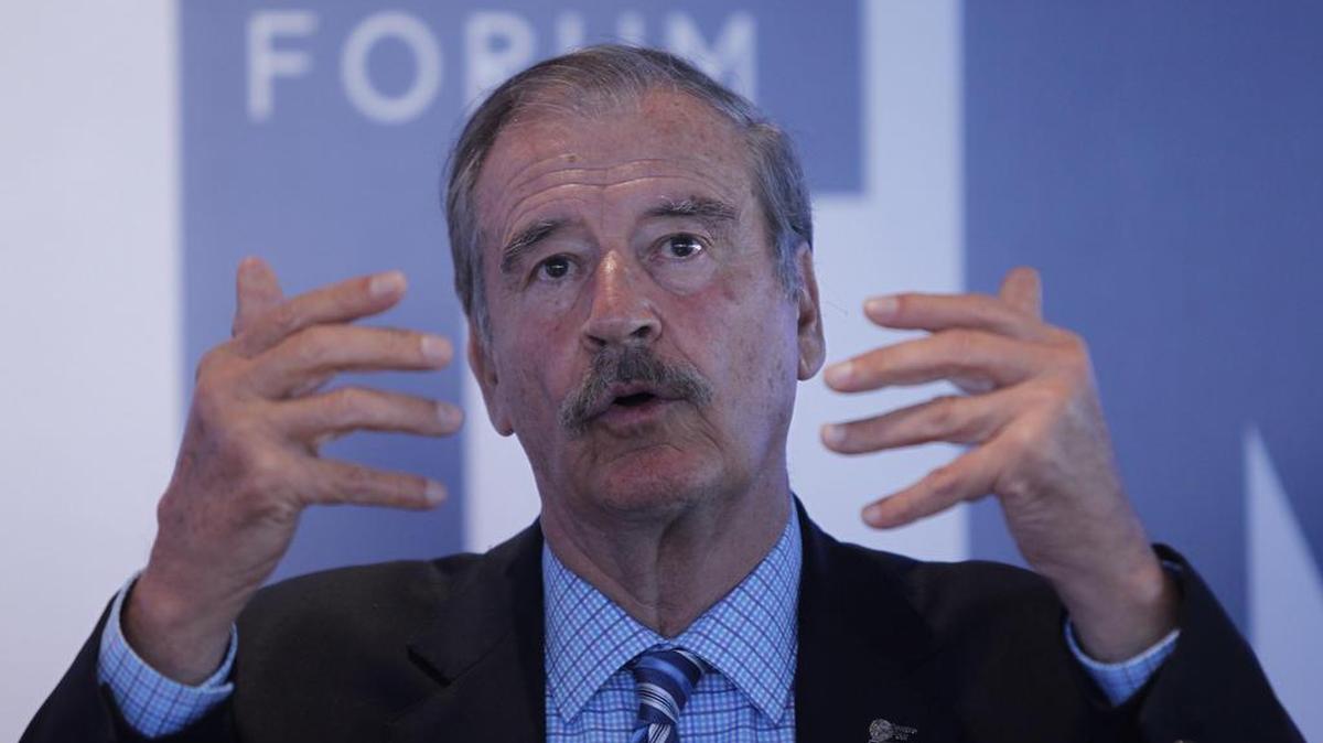 El ex presidente mexicano Vicente Fox habla durante una rueda de prensa para la presentación del foro de negocios CITEK el 21 de agosto de 2017, en Ciudad de México.