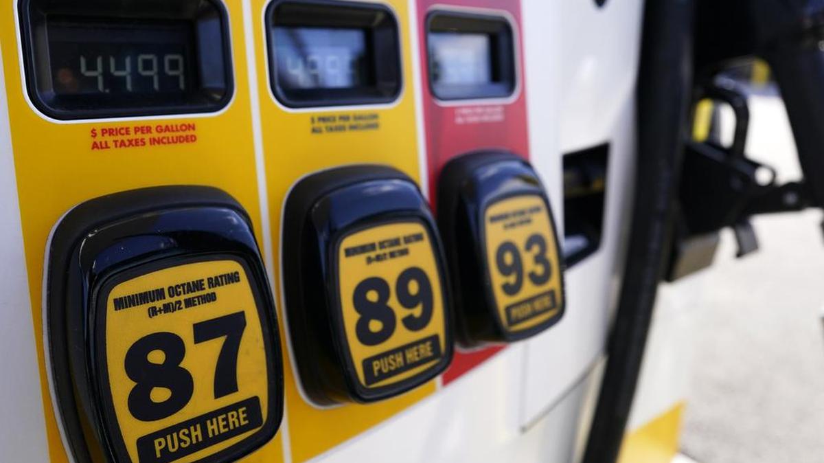 Gasoline prices are displayed at a gas station in Vernon Hills, Ill., Friday, April 1, 2022. Inflation soared over the past year at its fastest pace in more than 40 years, with costs for food, gasoline, housing and other necessities squeezing American consumers and wiping out the pay raises that many people have received.