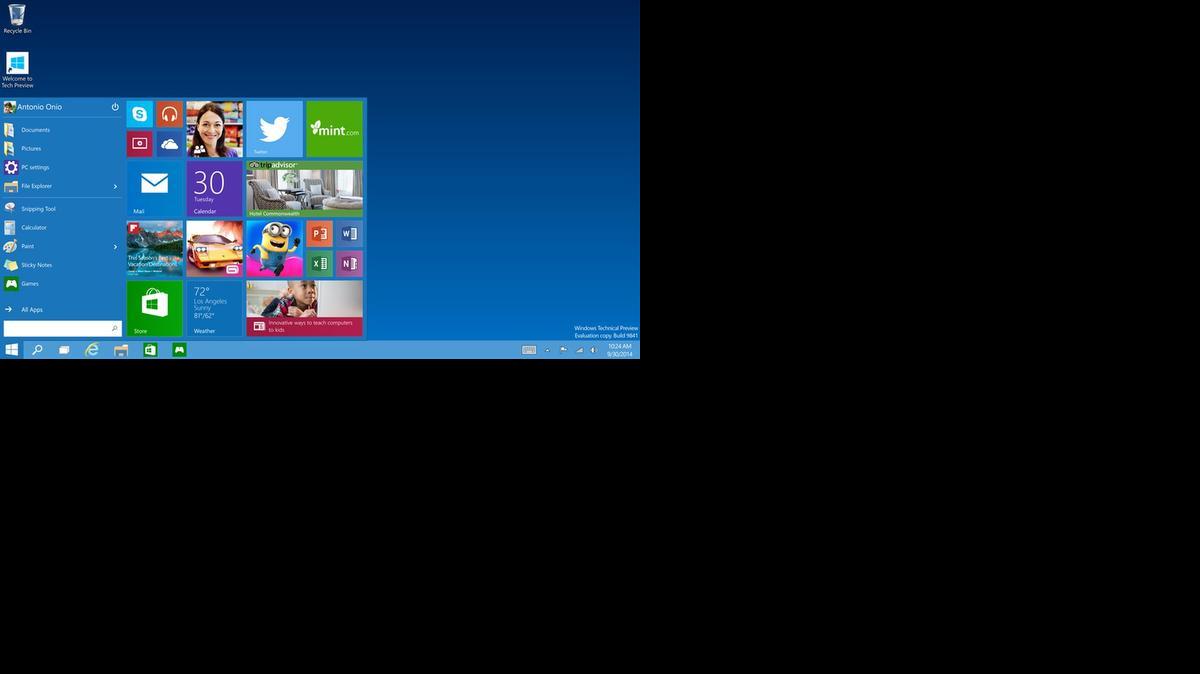 
Esta imagen divulgada por Microsoft muestra el menú inicial de Windows 10, la nueva versión que prepara de su popular sistema operativo.
