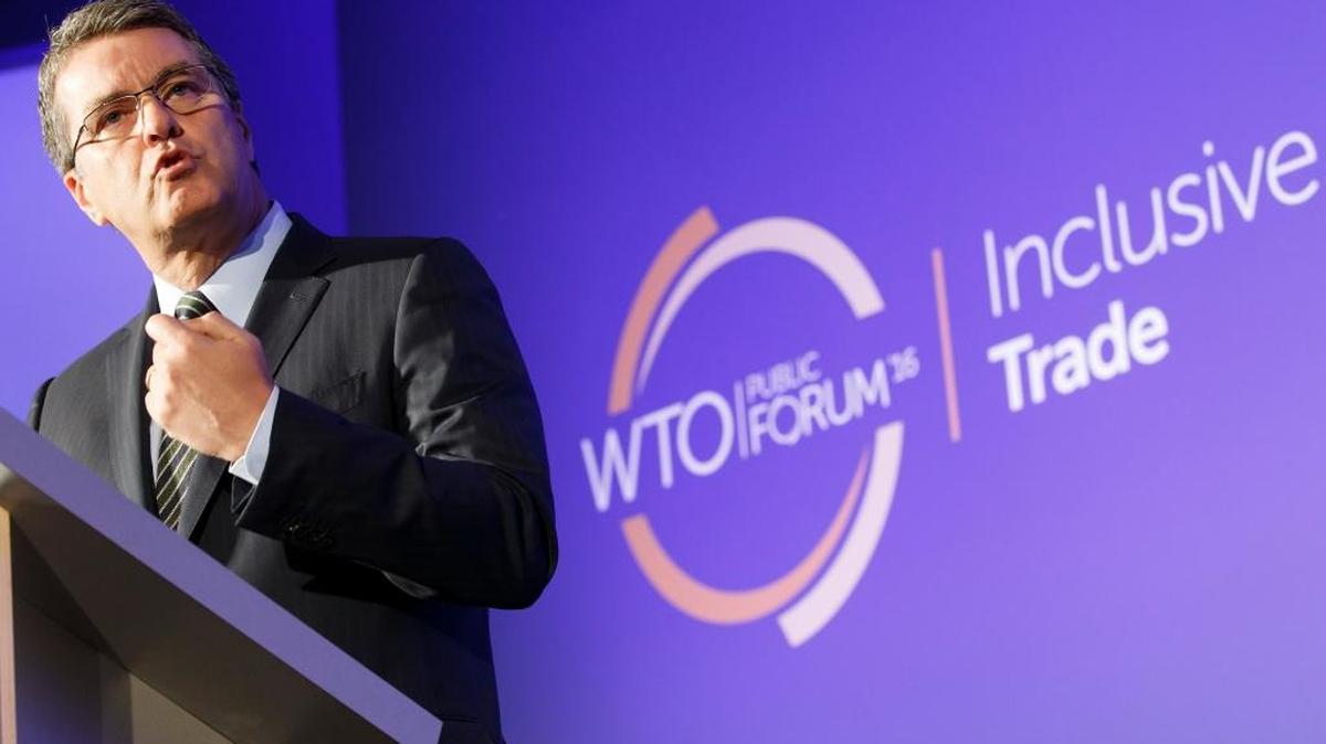 El brasileño Roberto Azevedo, director general de la Organización Mundial de Comercio (OMC), habla el martes durante el foro “Comercio inclusivo”, en Ginebra.