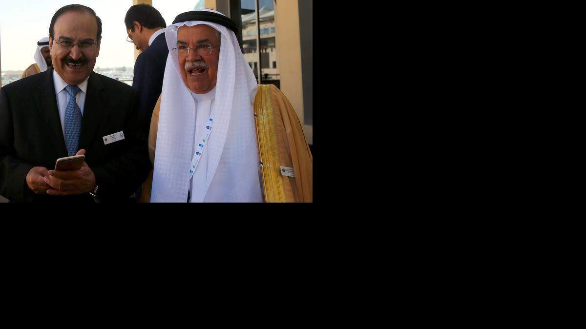 
El ministro saudita de Petróleo, Ali Al Nuaimi (der.), auguró que “los productores que tienen costes elevados no seguirán aumentando sus extracciones”, en una clara alusión al petróleo de esquisto, en particular el producido en Estados Unidos. 
