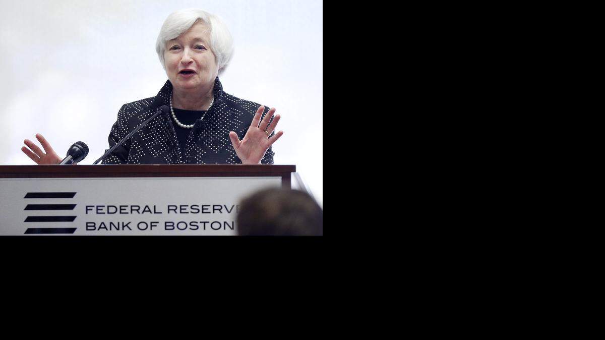 
La presidenta de la Reserva Federal, Janet Yellen, se dirige a los asistentes a la conferencia de Boston, a mediados de octubre.