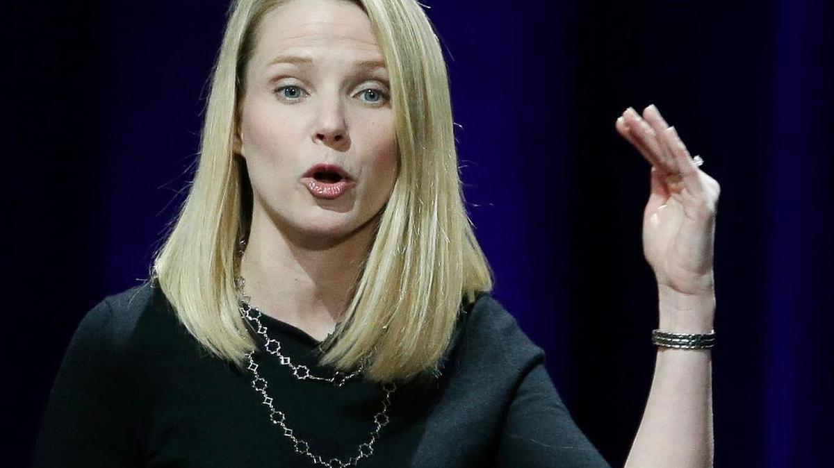 Marissa Mayer, presidenta de Yahoo, en conferencia de prensa en febrero del 2015.
