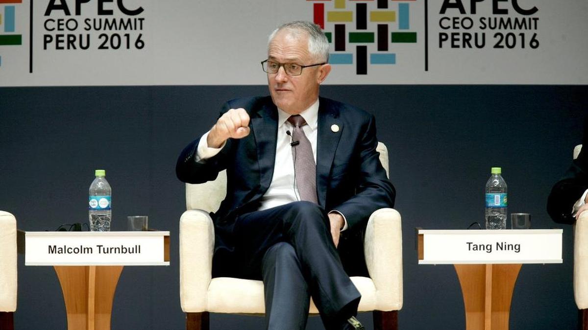 El primer ministro de Australia Malcom Turnbull habla el viernes en Lima (Perú), en el marco del foro de Cooperación Económica Asia Pacífico (APEC).