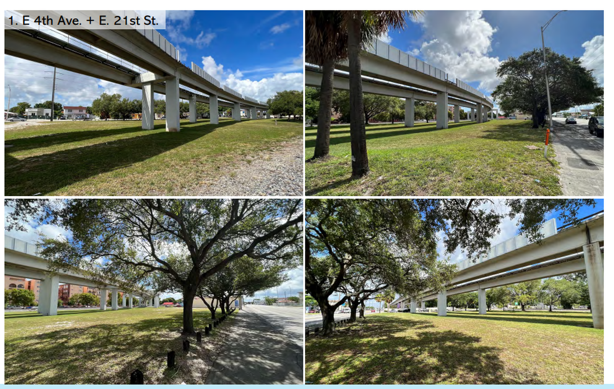 Estado actual de las áreas debajo de Metrorail dentro de los límites fronterizos de la ciudad de Hialeah