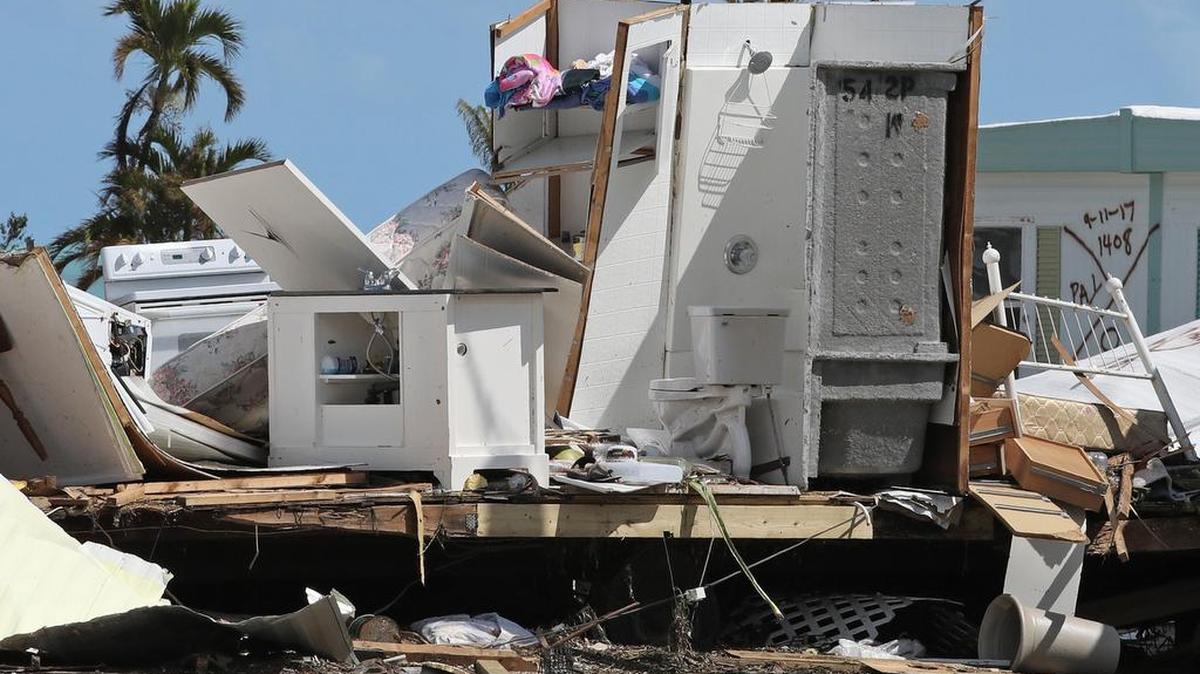 Una casa móvil destruida tras el paso del huracán Irma por los Cayos de la Florida, el martes 12 de septiembre del 2017.