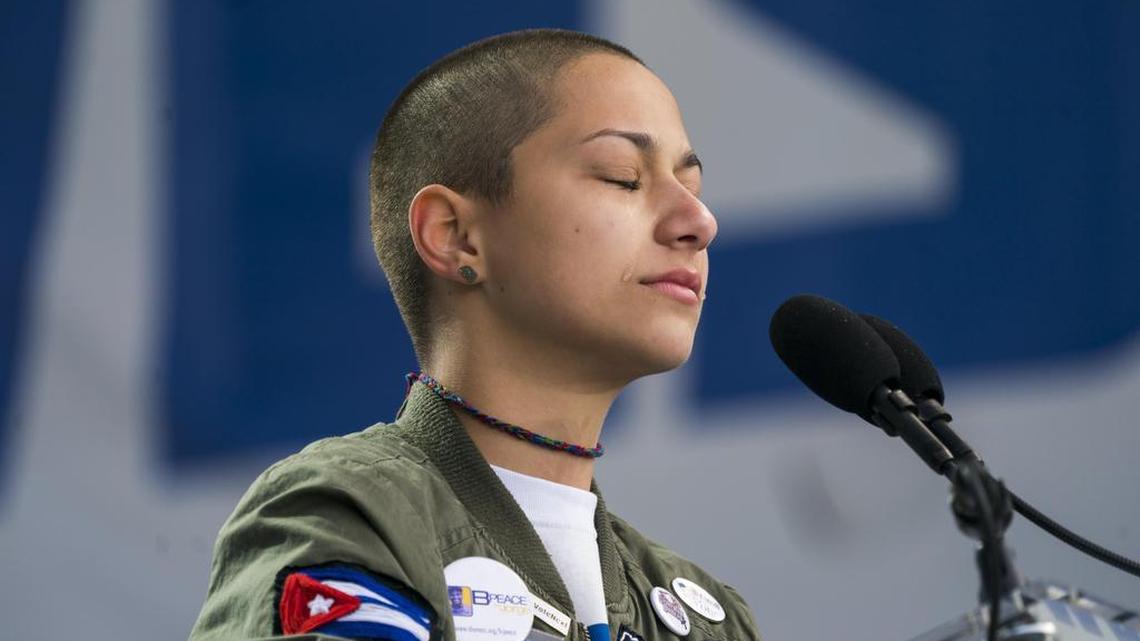 La estudiante de la secundaria Marjory Stoneman Douglas, Emma González, durante su discurso en la “Marcha por Nuestras Vidas” en Washington, DC el 24 de marzo de 2018.
