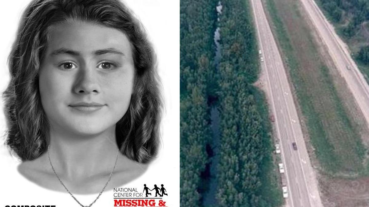 La nueva reconstrucción digital del rostro de la víctima, y el boscoso lugar del Condado Broward donde fue encontrada.