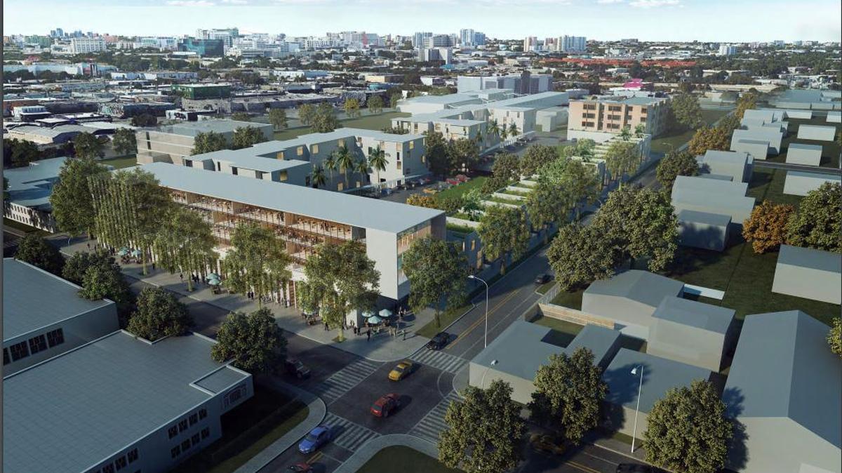 Maqueta de un proyecto de apartamentos asequibles de Westdale Real Estate Development en el Pequeño San Juan, vecindario de Wynwood.