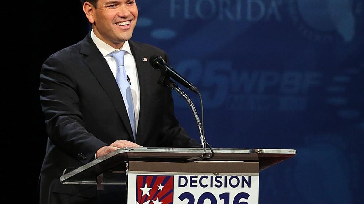 El senador republicano por Florida, Marco Rubio, durante el segundo debate el miércoles en el Broward College en Davie.