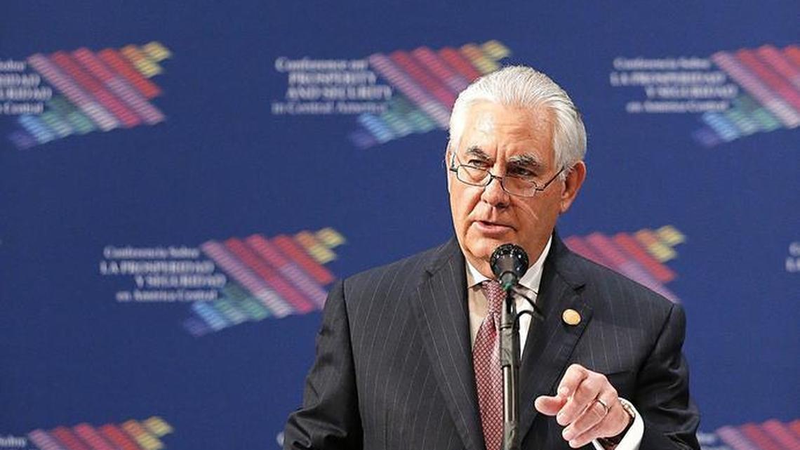 El secretario de Estado de EEUU, Rex Tillerson, habla el jueves en la inauguración de la speaks at the opening session of the Conference on Prosperity and Security in Central America at Florida International University on Thursday, June 15, 2017.