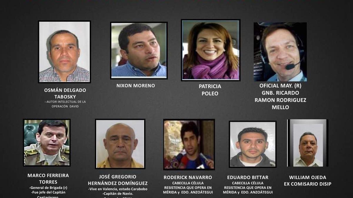 Fotografía presentada por el gobierno de Venezuela de los venezolanos a los que se les solicitó órden de captura ante la Interpol.