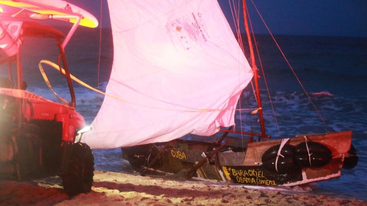 Un bote precario en el que se trasladaron a Florida seis cubanos, incluyendo a una mujer embarazada, y llegaron a la costa el pasado 6 de junio.