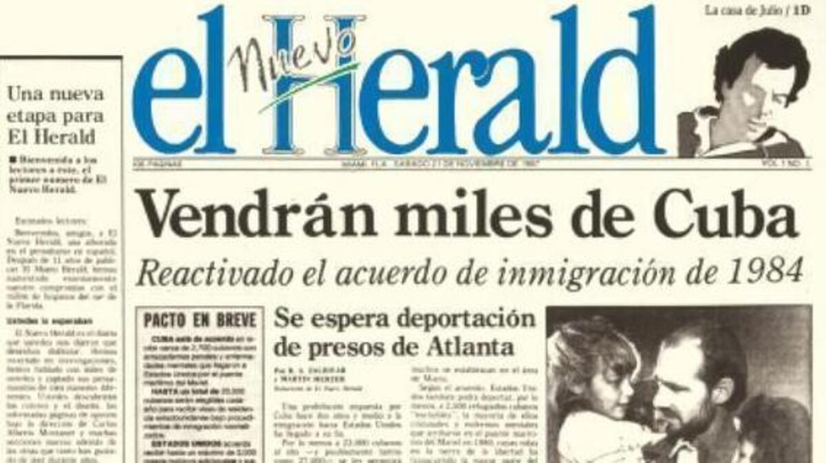 Portada de la primera edición de el Nuevo Herald el 21 de noviembre de 1987.