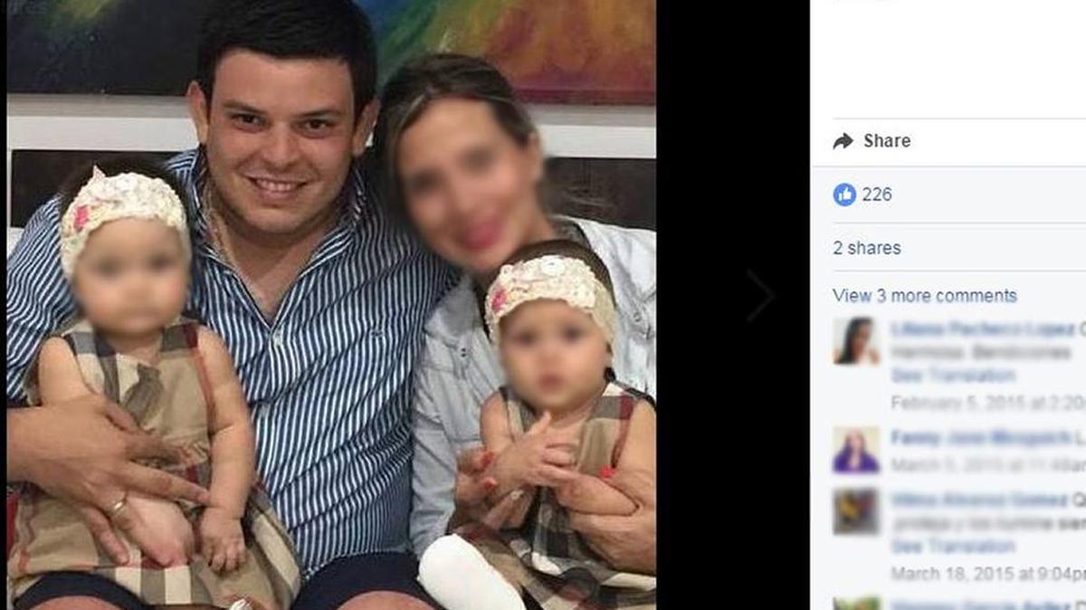 Fotografía del ex gobernador colombiano Alejandro Lyons con su esposa e hijas, publicada en la página de Facebook de su esposa.
