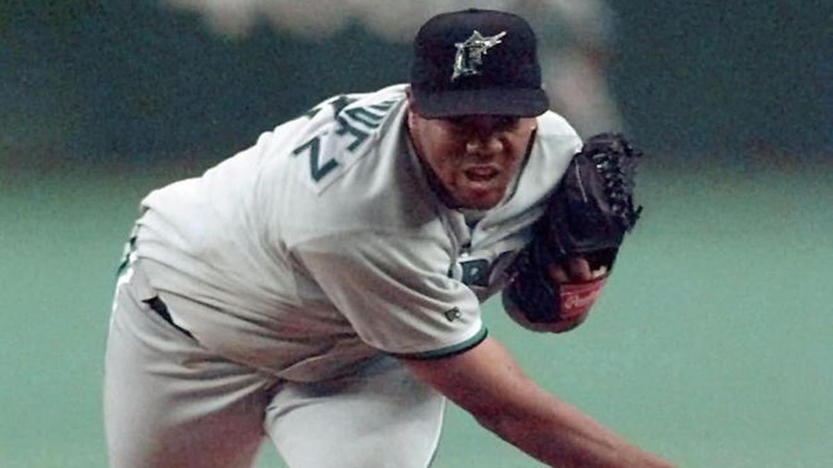 Liván Hernández, cuando era lanzador de los Florida Marlins, en un partido contra los Houston Astros el 30 de julio de 1998.