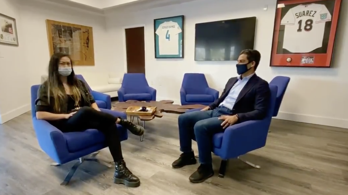 A still from a video in which Miami Mayor Francis Suarez interviews tech professional Lucy Guo about why she has come to Miami. Guo represents the sudden burst among some in Silicon Valley in moving to the Magic City.