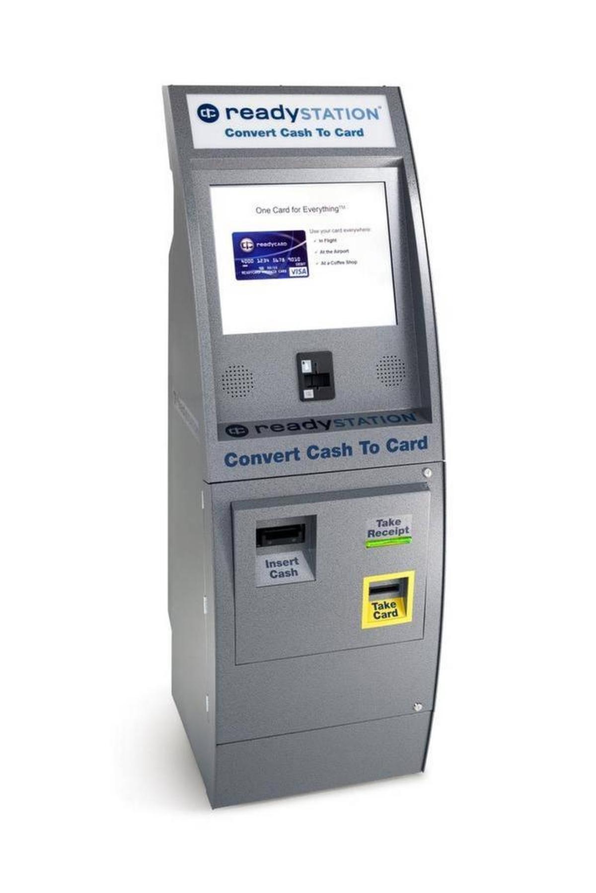 Las ReadyStations ya están instaladas en el aeropuerto de Miami. Las máquinas funcionan en inglés y español, y convierten dinero en efectivo en tarjetas de débito prepagadas de Visa con un valor de hasta $1,000. Ready Credit.