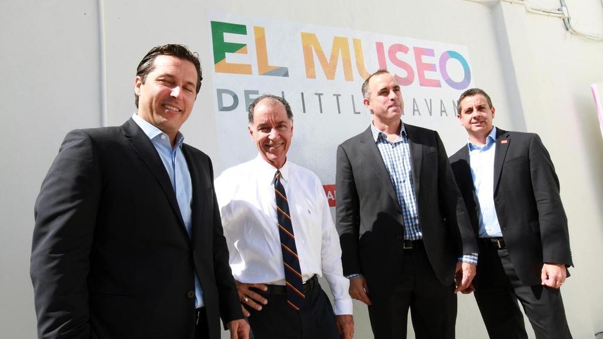 Little Havana businessmen Martin Pinilla, left, and William Fuller, second from right, asked a court this week to remove Miami Commissioner Joe Carollo from office. The request comes a week after a federal judge cleared the way for the two men to begin collecting on a $63.5 million judgment a jury awarded them this summer, saying Carollo had violated their First Amendment rights.