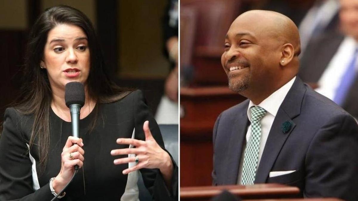 Los senadores Anitere Flores, de Miami, y Oscar Branyon, de Miami Gardens.