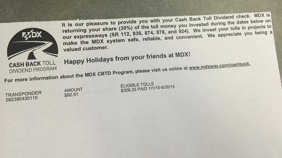 Formulario que la Autoridad de Autopistas de Miami-Dade está enviando a algunos usuarios del SunPass.