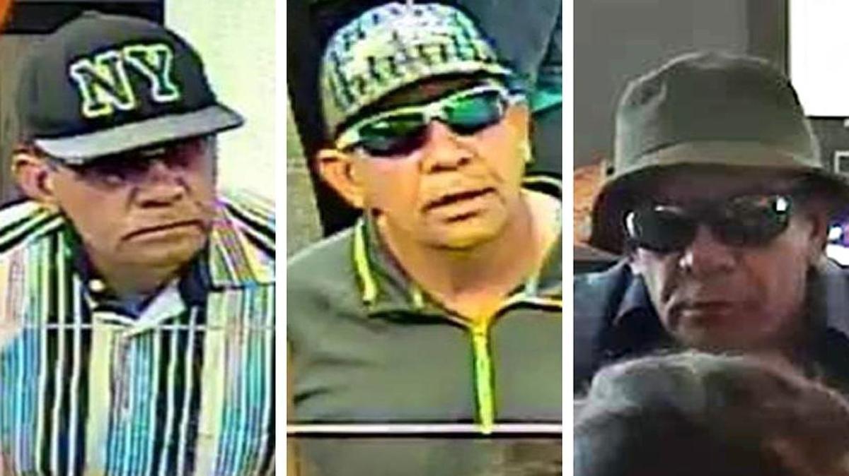Captado en cámara: De izquierda a derecha y en orden cronológico, estas son las grabaciones en las que se puede ver al sospechoso de robar dos veces una sucursal del Bank of America y ahora un TD Bank en Hialeah.