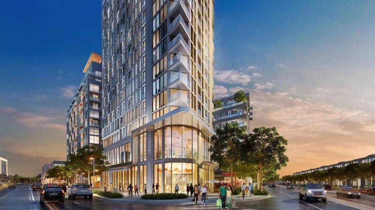 Boceto de un plan de hotel y apartamentos en la esquina de Red Road y la U.S. 1, en el centro comercial Shops at Sunset Place, en South Miami.