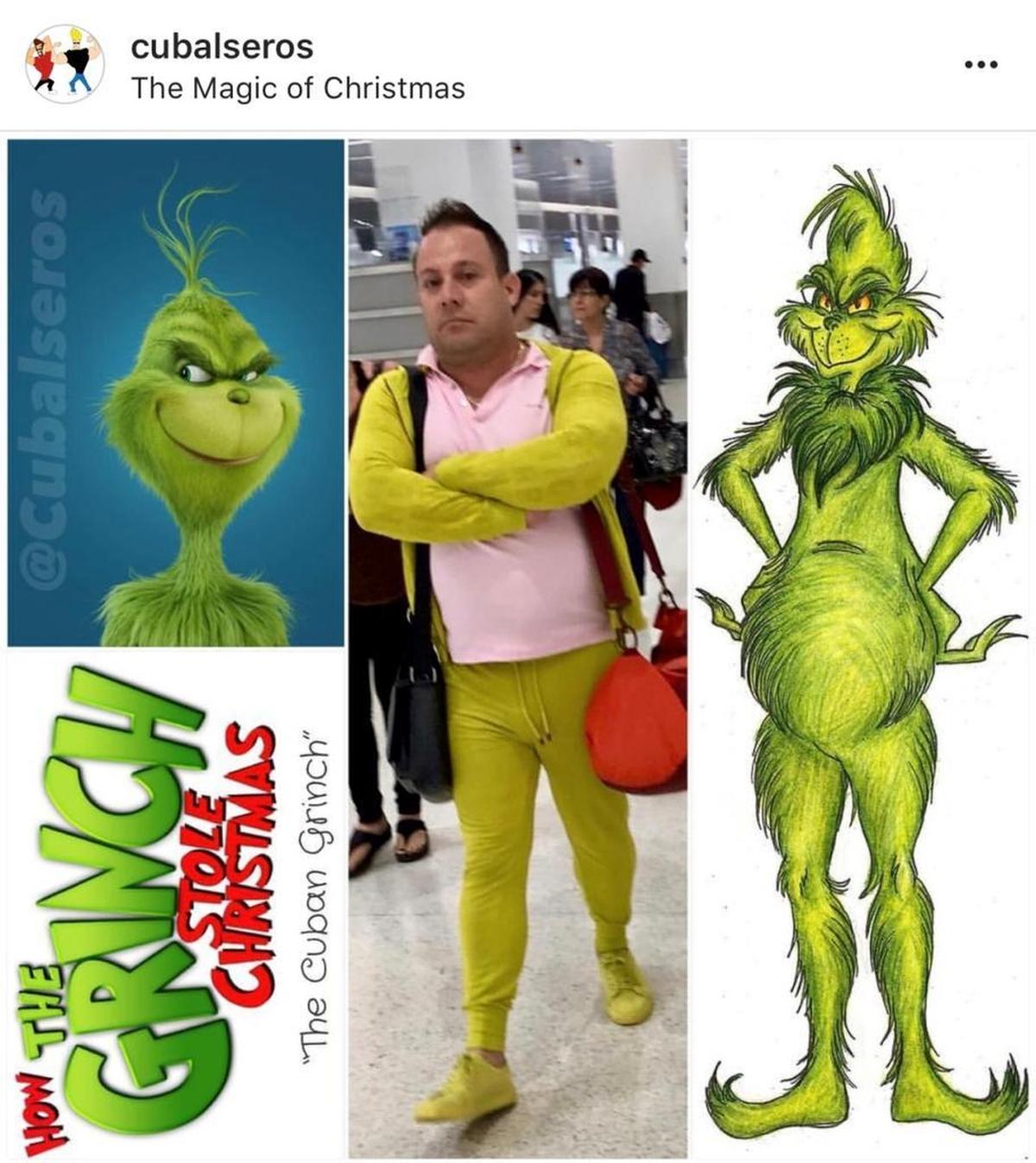 El Grinch cubano, uno de los personajes del creador de la página de Instagram Cubalseros, que recibe fotografías de sus seguidores para que las ponga en las redes sociales.