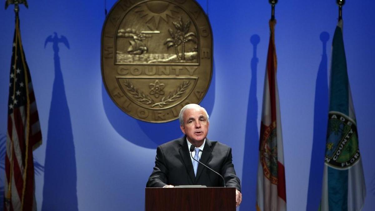 Miami-Dade County Mayor Carlos Gimenez delivers his annual State of the County speech Wednesday January 27, 2016.