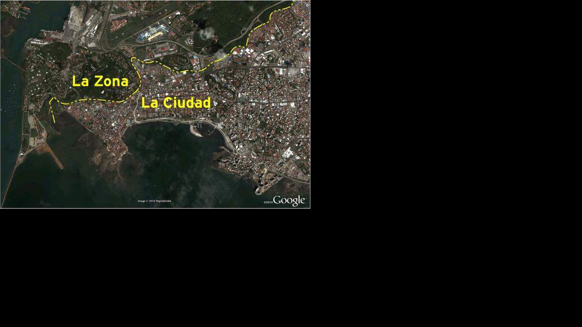 
La imagen muestra el área de Panamá conocida como La zona, los nacidos en ella eran considerados ciudadanos estadounidenses. 
