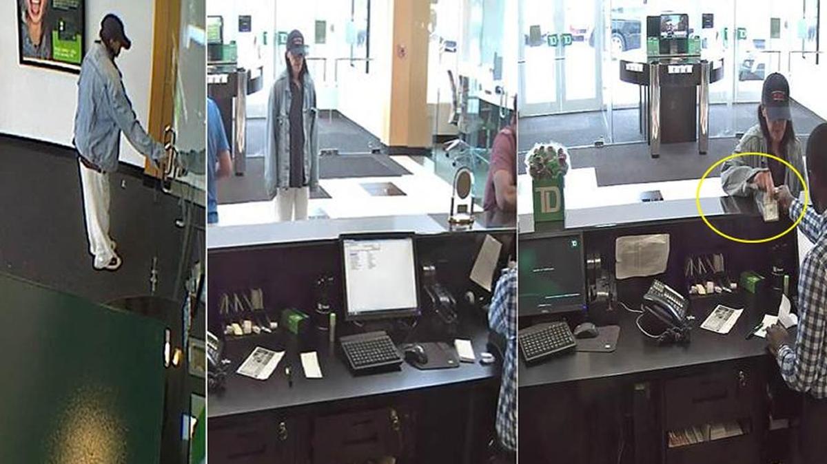 Las cámaras de seguridad del TD Bank en Fort Lauderdale grabaron el desenlace del robo de el lunes.