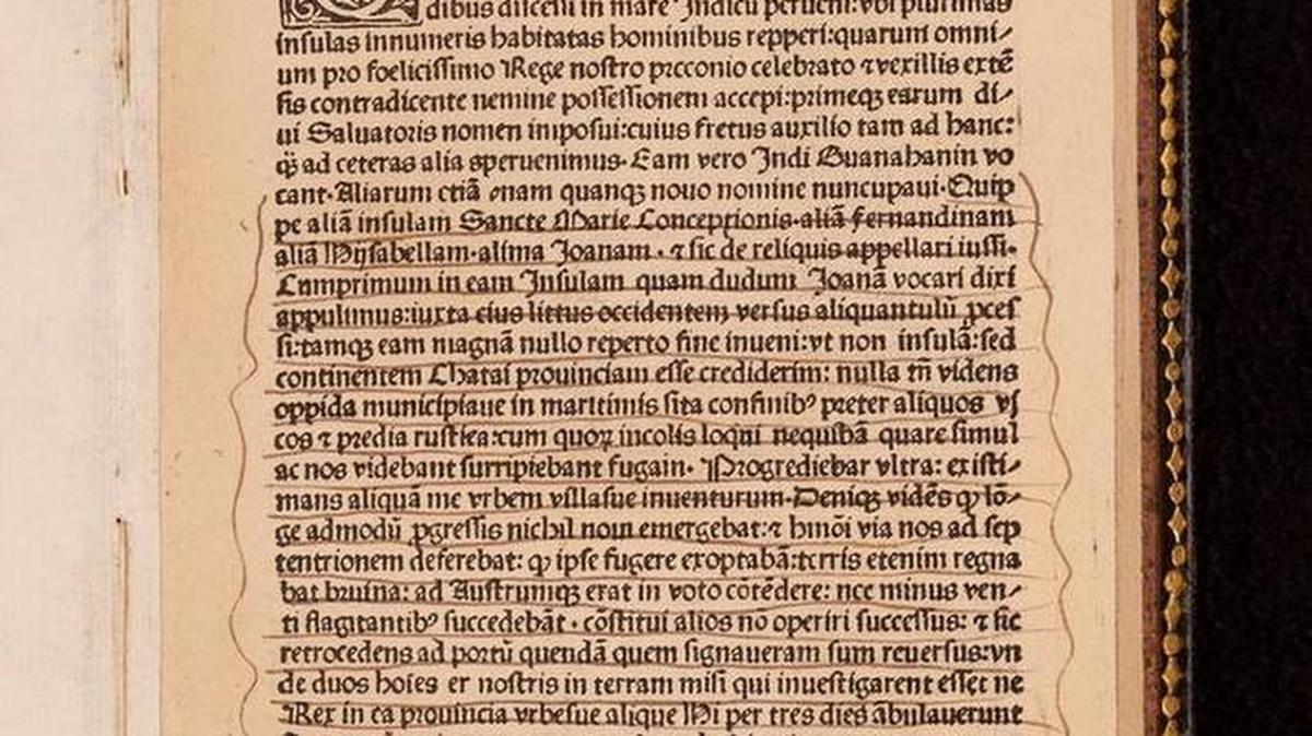 Cada una de las dos instituciones recibió una copia de la primera edición de la famosa carta escrita por Colón en 1493, en la que describe por primera vez sus descubrimientos en el Nuevo Mundo a los Reyes Católicos de España.