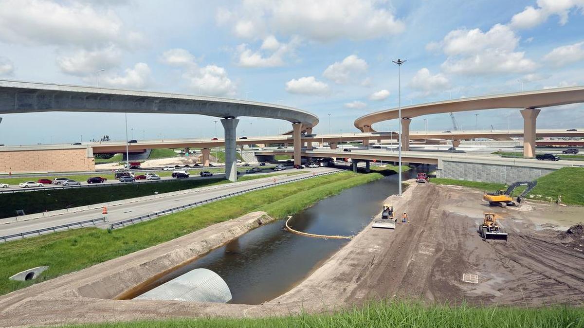 
Vista de los dos pasos elevados del proyecto en las autopistas 826 y 836. A partir del jueves, se comenzará a trabajar en los nuevos reajustes de circulación en la zona.
