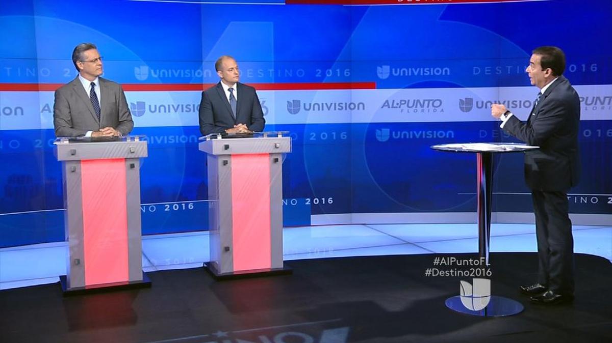 Los candidatos Miguel Díaz de la Portilla (izq.), republicano, y el demócrata Rodríguez, se enfrentaron en el programa Al Punto Florida, trasmitido los domingos a las 11 a.m. y conducido por Ambrosio Hernández.
