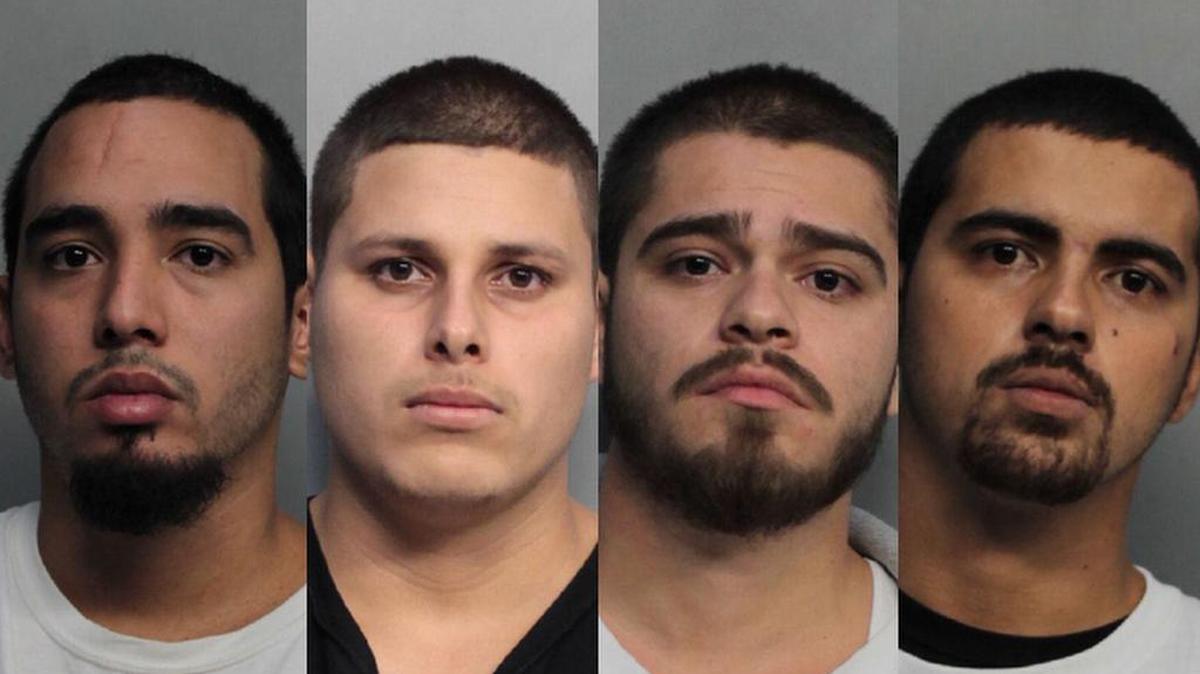 Los cuatro detenidos y acusados por la muerte de Alexander Restrepo: Edwin Ríos, Sebastián Zorrilla, Alejandro Tapia y Andrés Feo.