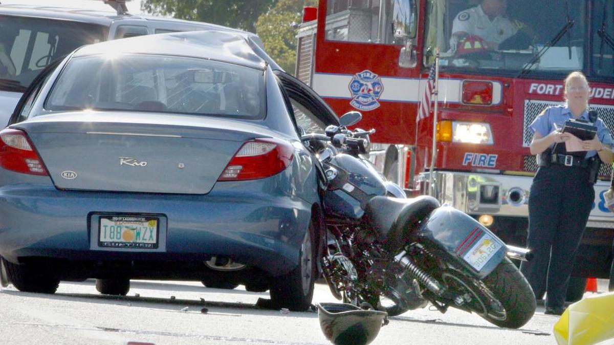 Fotografía de archivo de un accidente en el que murió un motociclista en Fort Lauderdale.