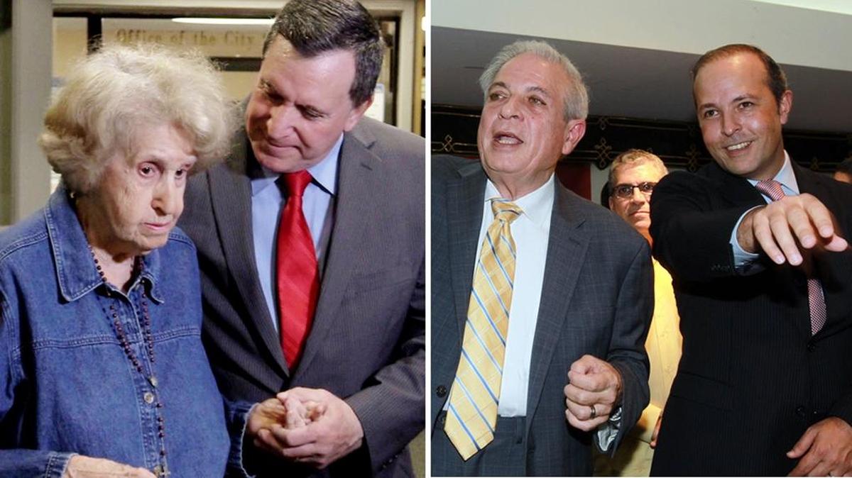 Joe Carollo y su madre Graciela Carollo. Tomás N. “Tommy” Regalado y su padre, el alcalde Tomás P. Regalado