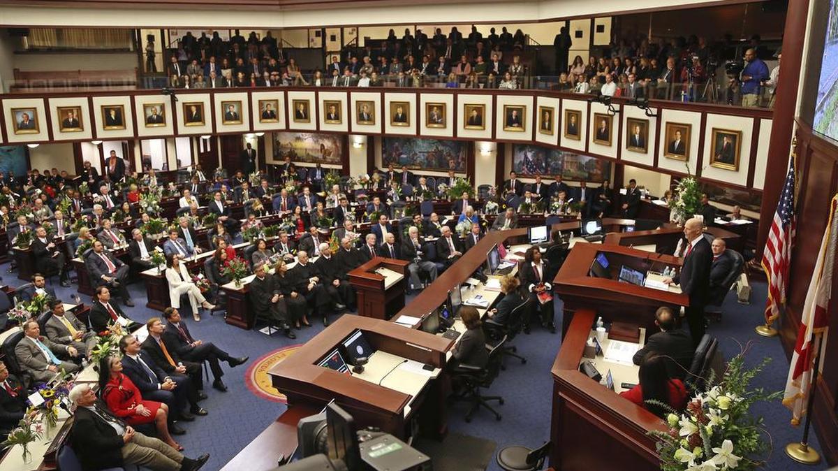 El gobernador de Florida, Rick Scott, se dirige a la legislatura de Florida, el 9 de enero del 2018.