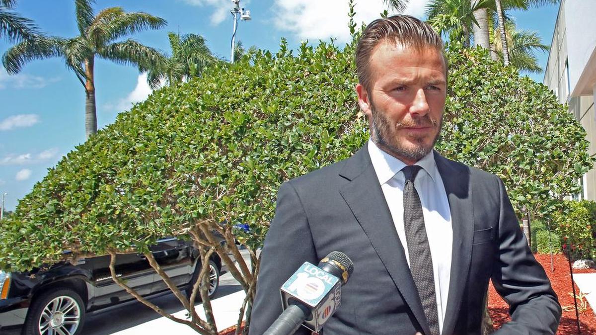 David Beckham a su llegada a la sede del Miami Herald para entrevistarse con la Junta Editorial en mayo pasado.
