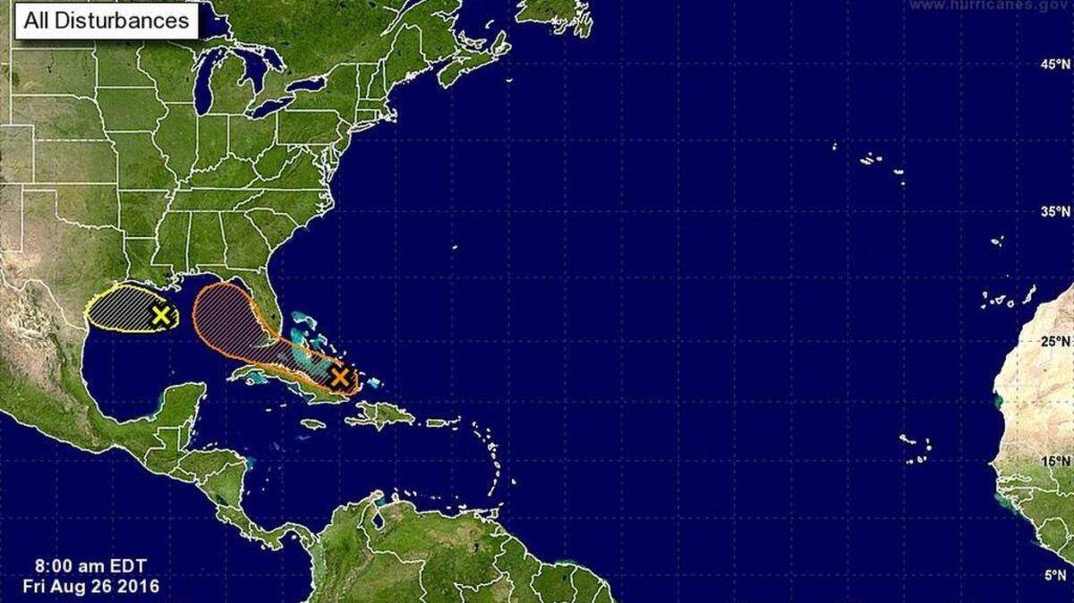 Posibilidad de trayectoria de la onda tropical que amenazaba a la Florida.