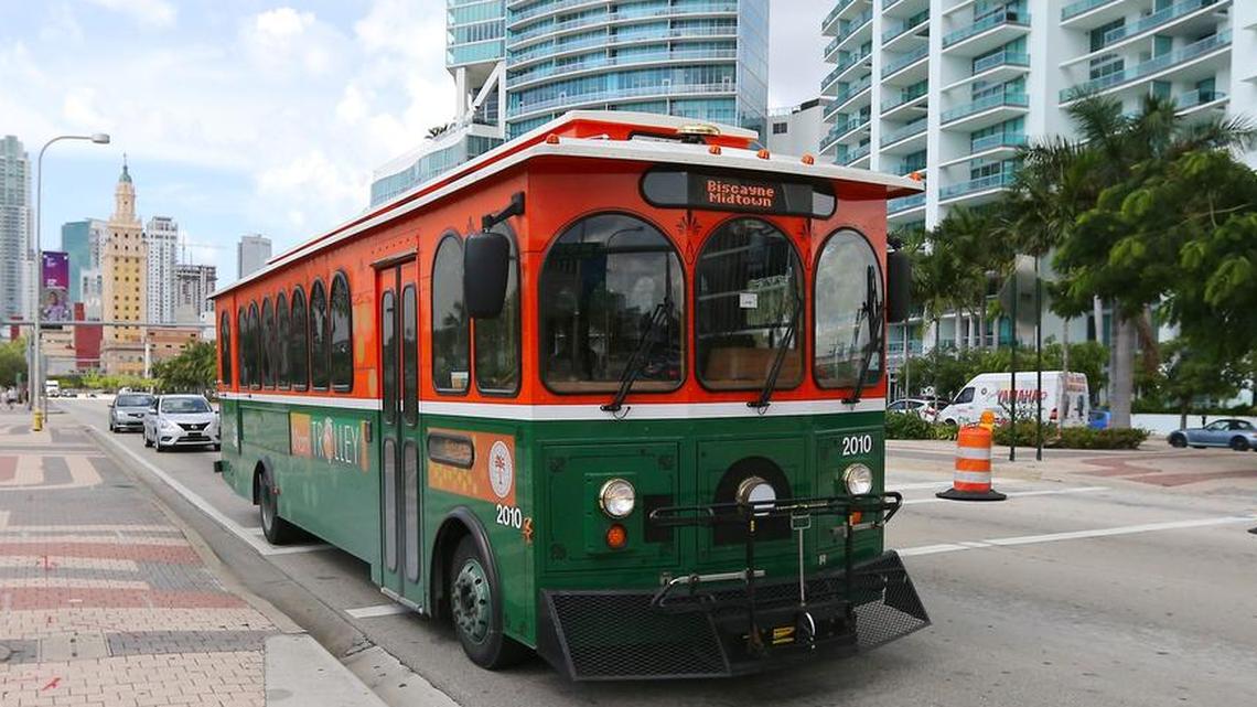 A Miami trolley on Biscayne Boulevard in downtown. City officials want to expand the city's trolley system in Little Haiti and Flagami, with the long-term goal of having trolleys running across the city.