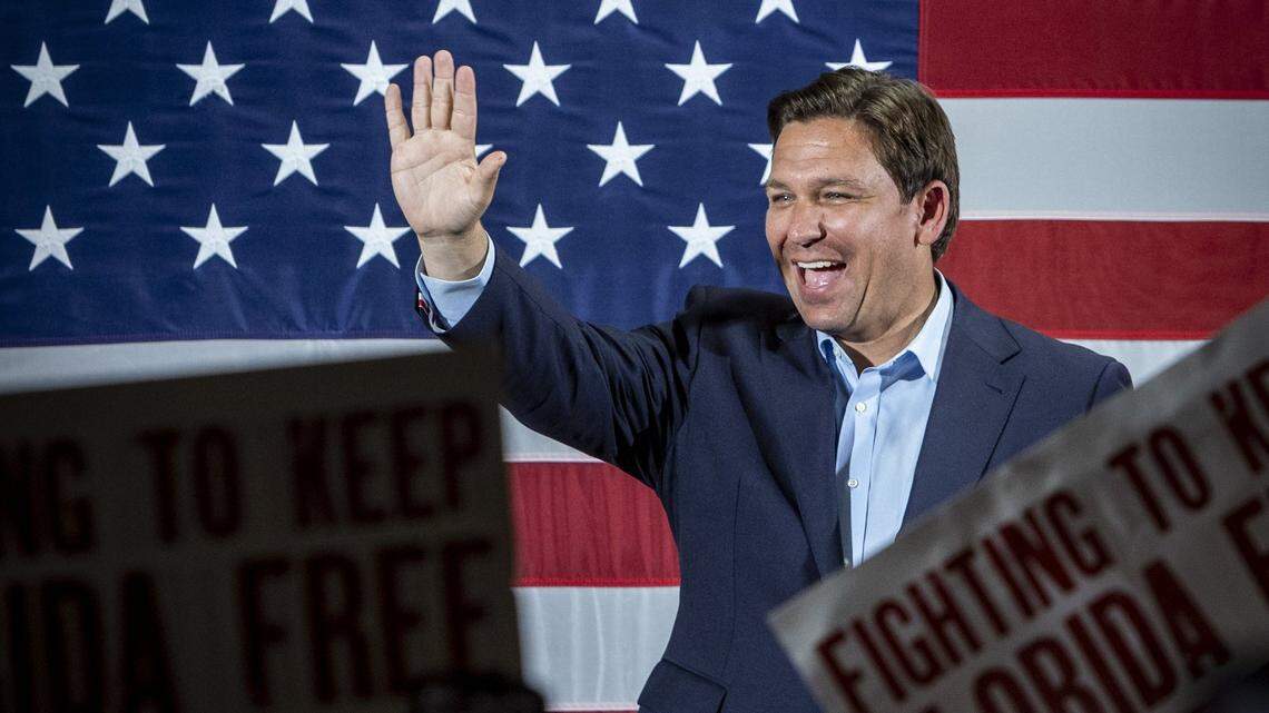 Florida Gov. Ron DeSantis during a reelection campaign stop in Hialeah, Florida, on Nov. 7, 2022.