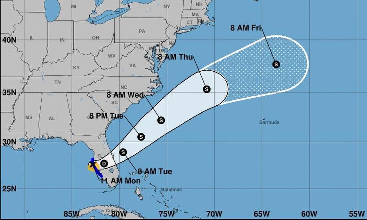 Proyección de la tormenta tropical Emily en los próximos días.