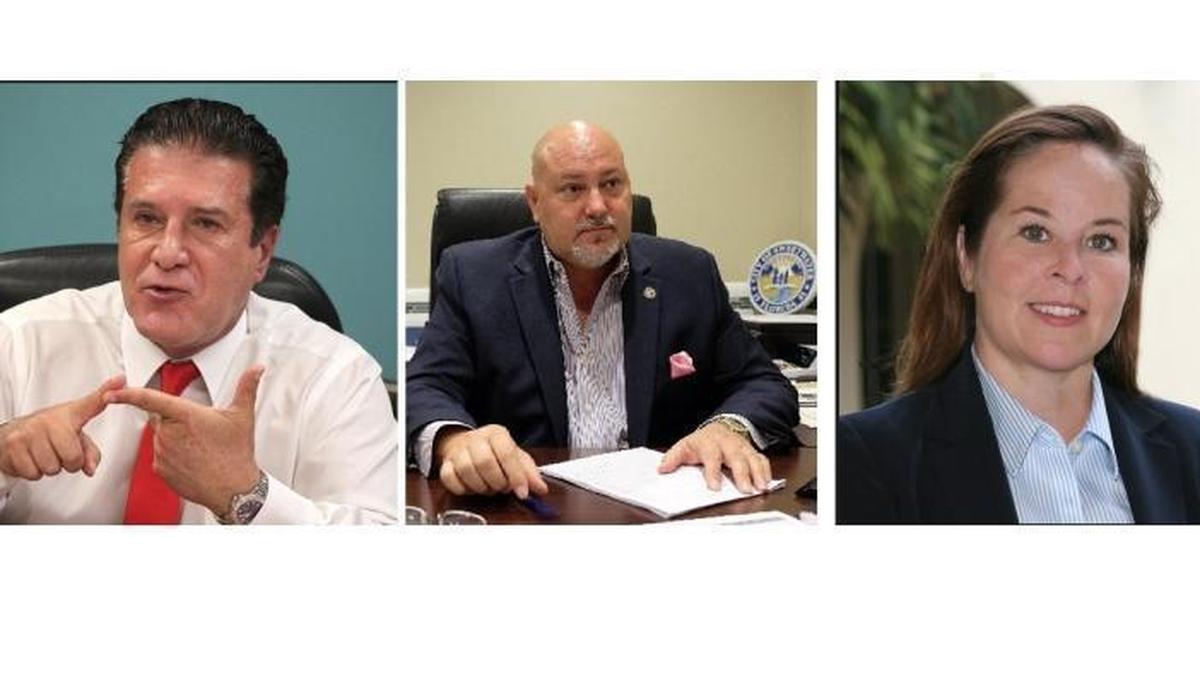 El alcalde de Hialeah, Carlos Hernández (izq.), tiene uno de los salarios más altos en Miami-Dade, mientras que el de Sweetwater, Orlando López, recibe el pago más alto en concepto de contribución para su retiro. La alcaldesa de Key Biscayne, Mayra Peña Lindsay, es una de las que no recibe ningun tipo de compensación económica.